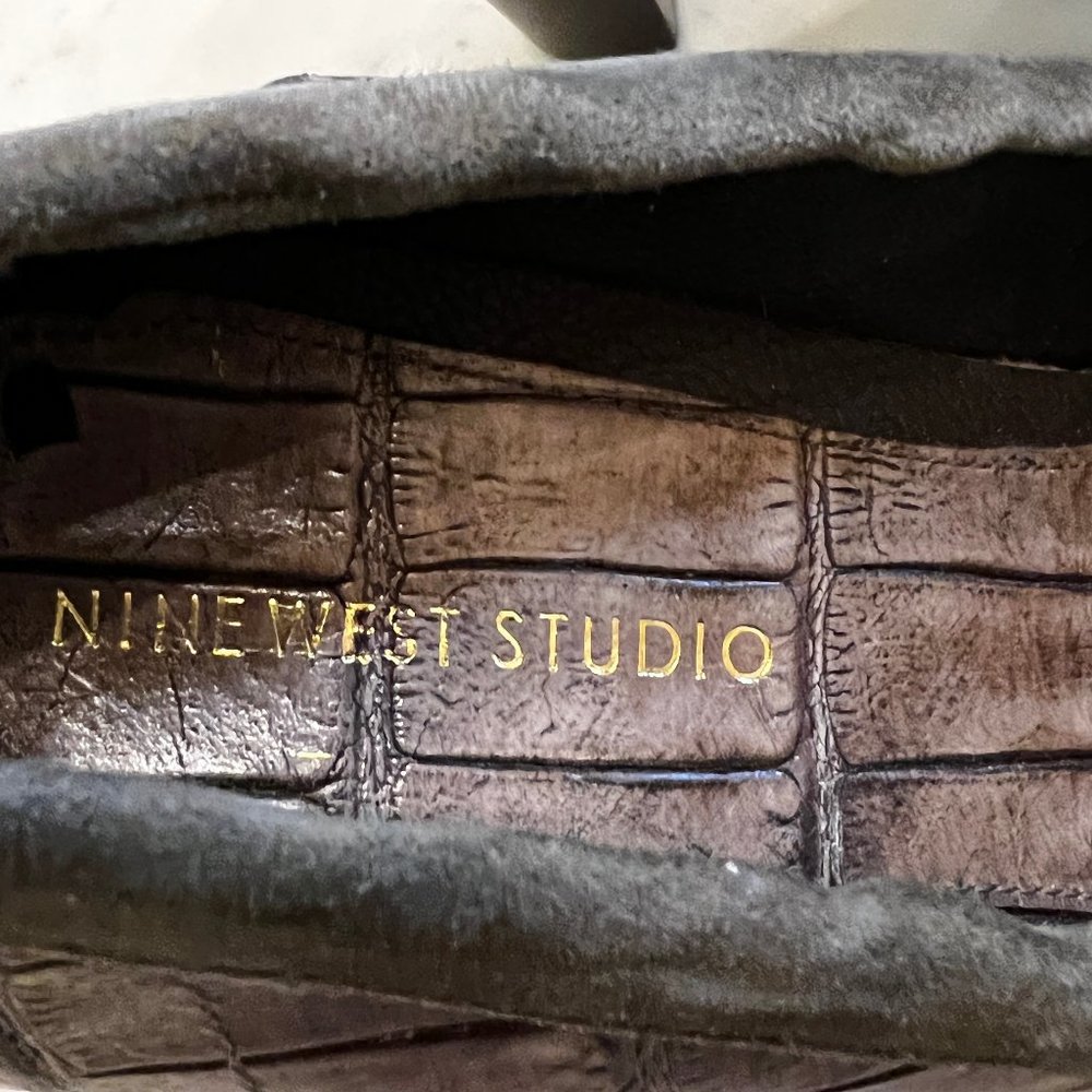 Unique! Nine West Studio Platform Brown Leather & Green Suede Heels Sz 7… - Picture 4 of 10